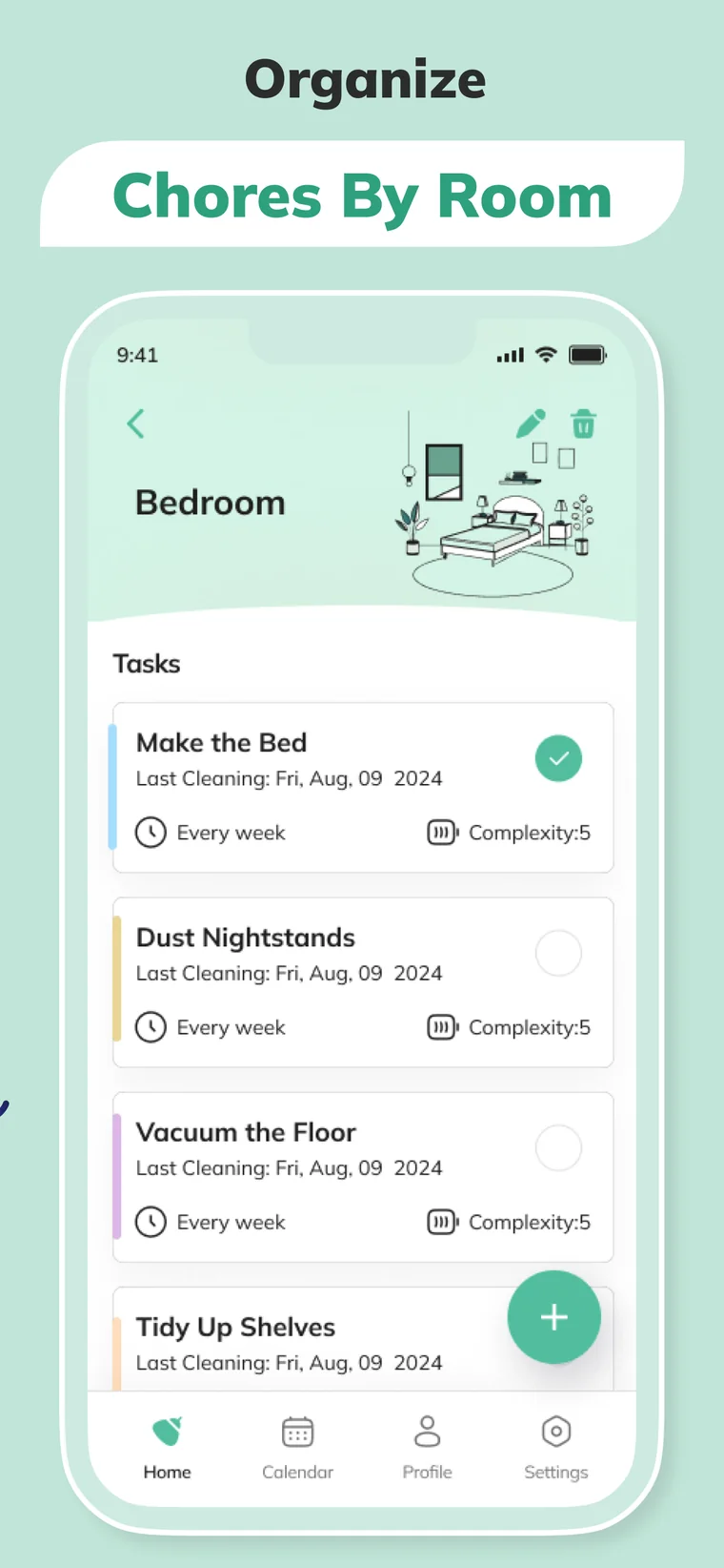 Popi room view organizing bedroom cleaning checklist by task
