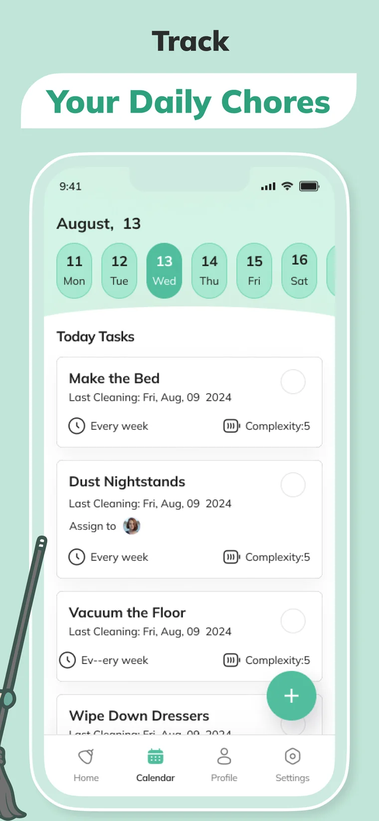 Popi task assignment showing chores assigned to a family member with reminders